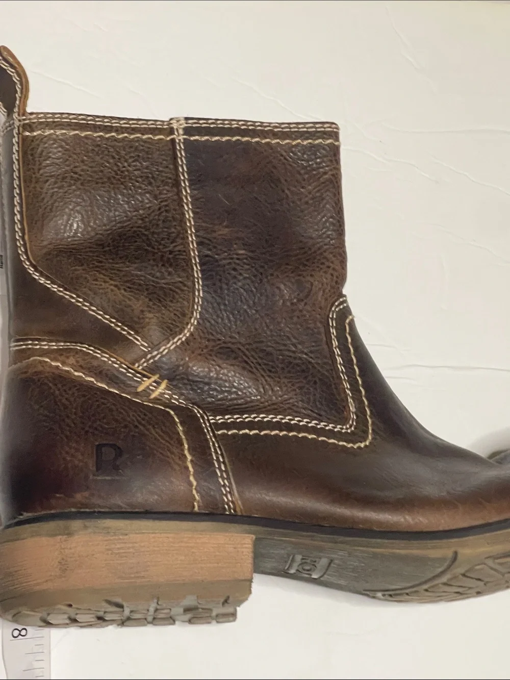 Men's Roan Brown Leather Zip Chelsea Boots. Size 11